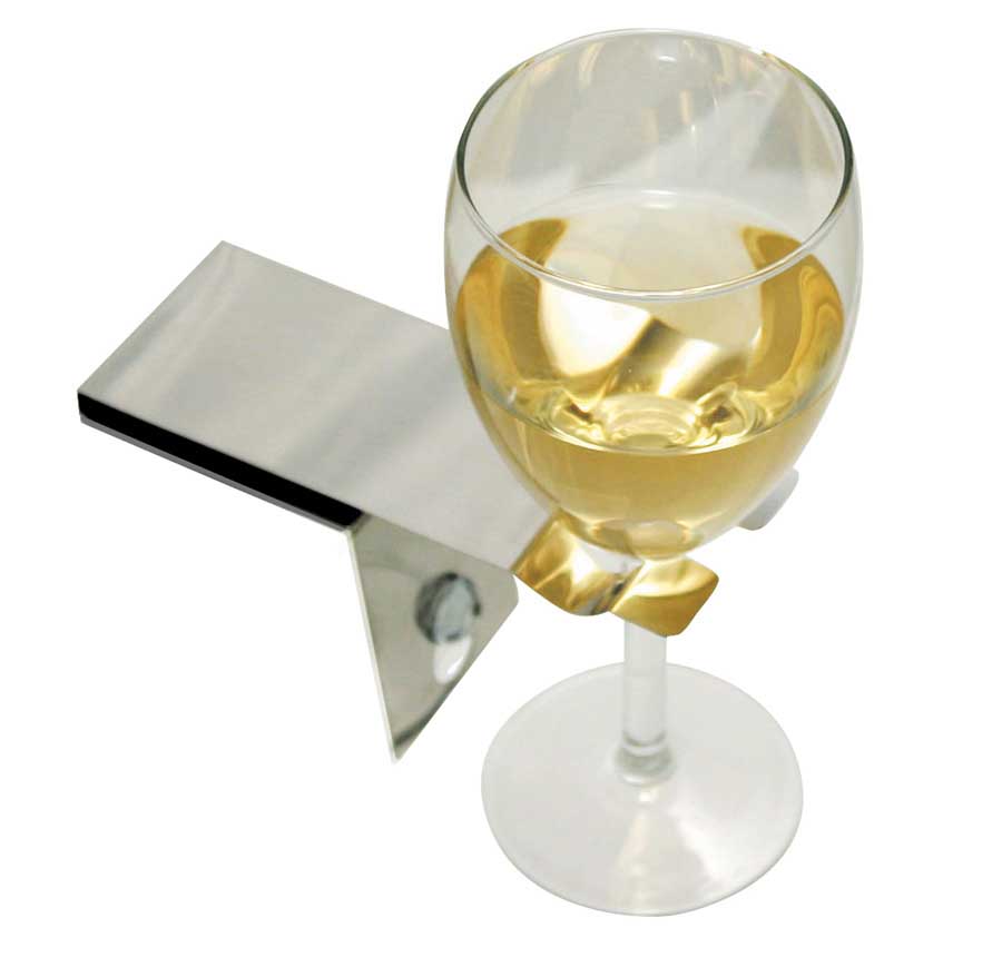 Suction Wine Glass Holder for the Bath. Suction cup mount. - Polished. 14x5x7,5 cm. Stainless steel