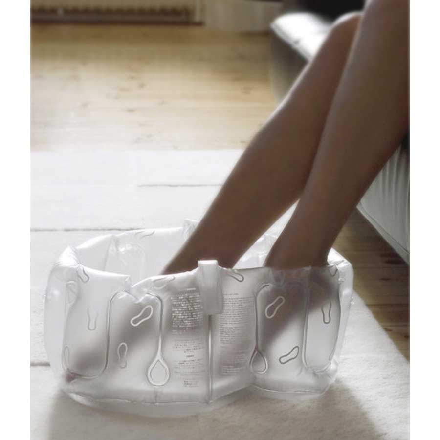 Inflatable Foot Bath with handle Frost white. Made from recycled vinyl (BPA free)