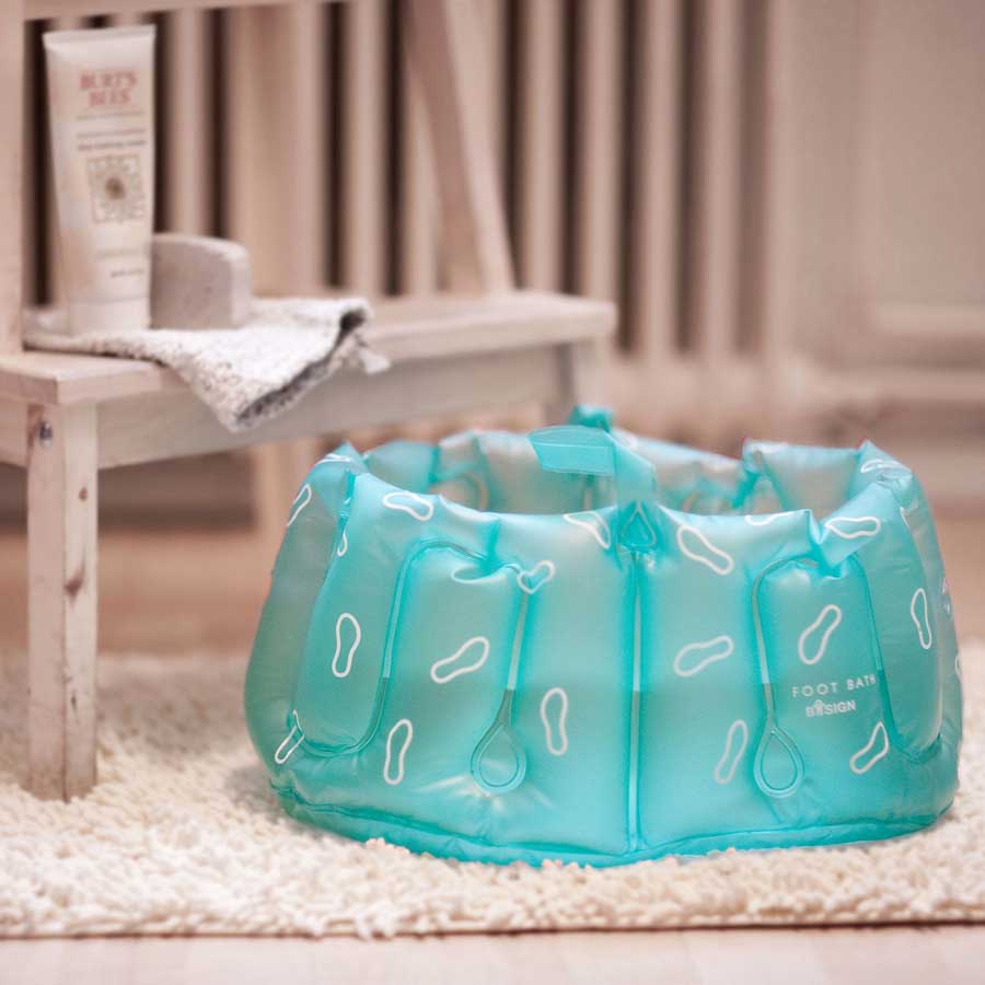 Inflatable Foot Bath with handle Aqua green. Made from recycled vinyl (BPA free)