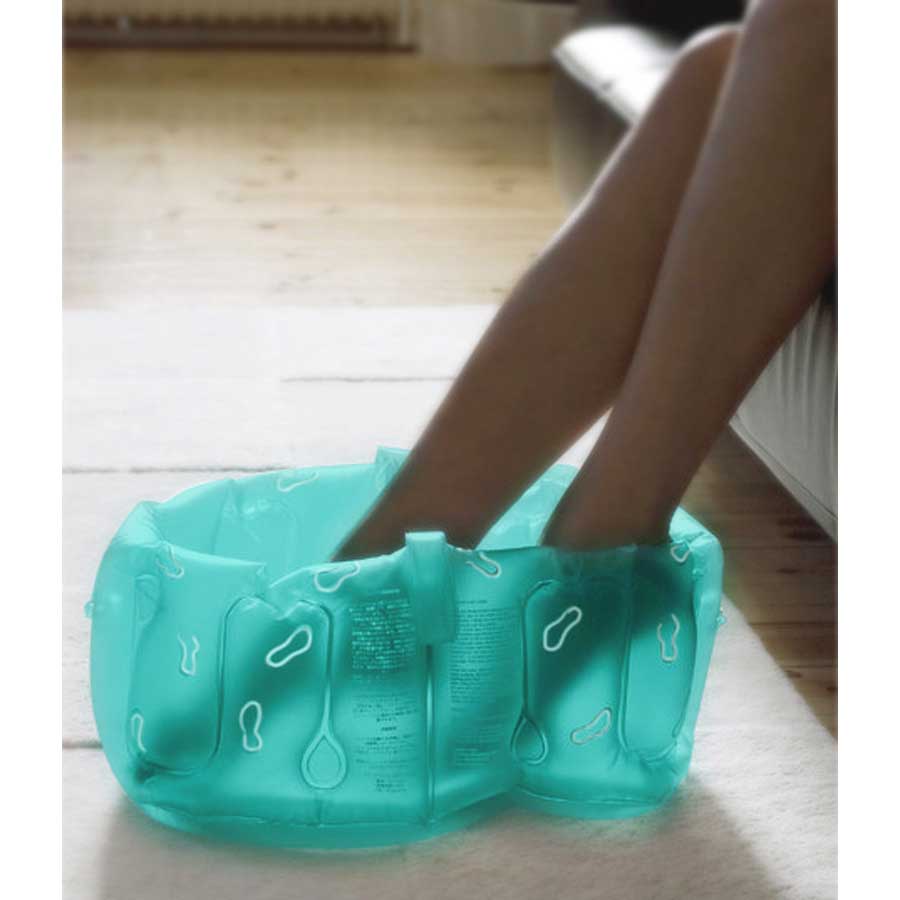 Inflatable Foot Bath with handle Aqua green. Made from recycled plastic