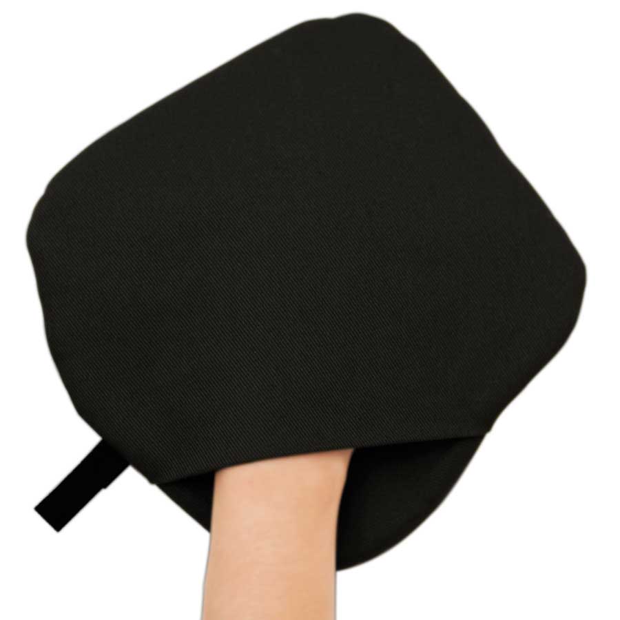 Non-slip Potholder/Trivet with pocket 3-in-1 - Black. ø 22 cm. Cotton, silicone - 2