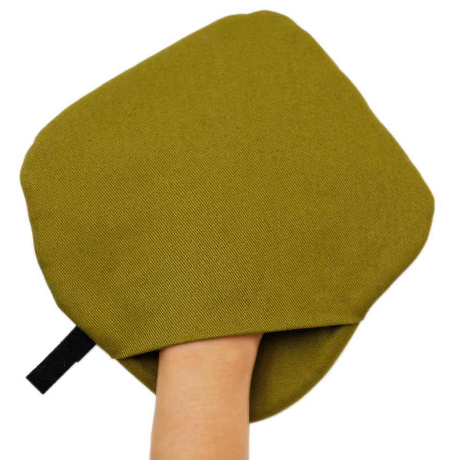 Non-slip Potholder/Trivet with pocket 3-in-1 - Olive Green. ø 22 cm. Cotton, silicone - 2