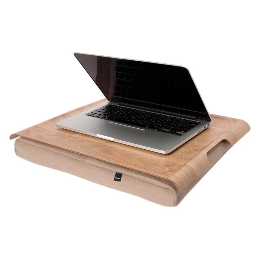Laptray Large. Willow wood/Natural cushion. 46x38x6,5 cm. Willow (Fraxinus mandschurica China), cotton - 1