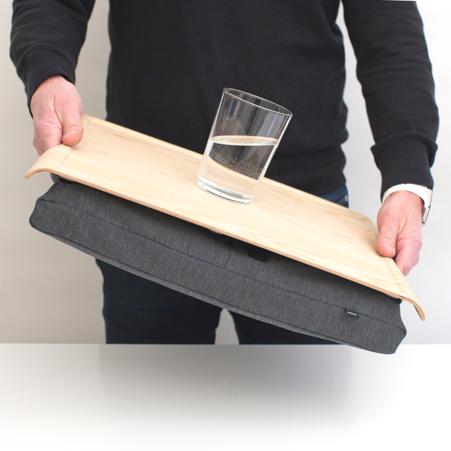 Laptray Anti-Slip. Ash wood &amp; Salt &amp; Pepper Gray cushion Non-slip surface