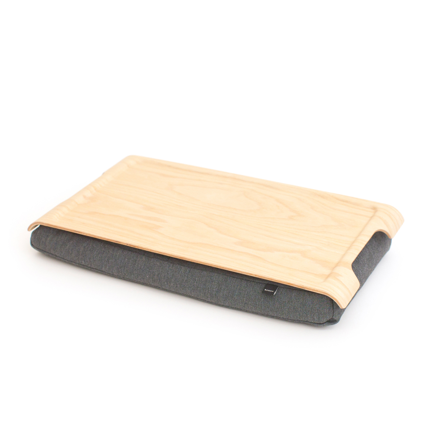 Mini Laptray Anti-Slip - Ash wood / Salt & Pepper Gray. 43x23x6,5 cm. Ash (CO USA, Fraxinus) /Cotton mix.
