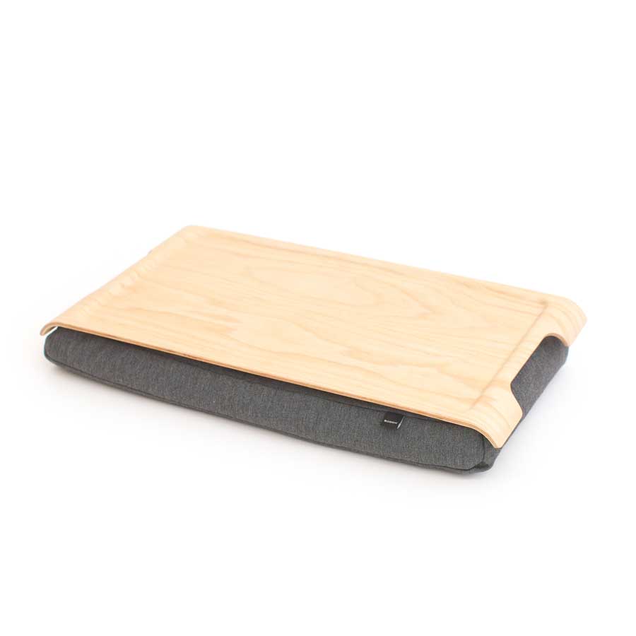 Mini Laptray Anti-Slip. Ash wood &amp; Salt &amp; Pepper Gray cushion Non-slip surface