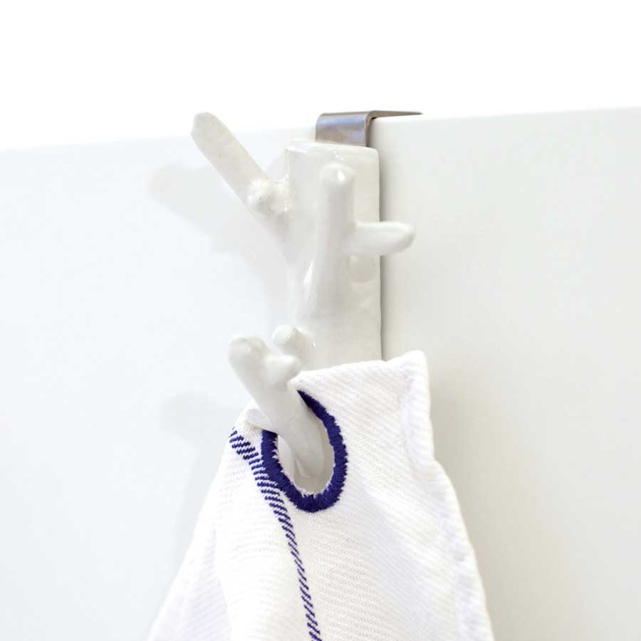Branch Hanger Cabinet hook Mini - White. 5,5x9x4 cm. Cast iron