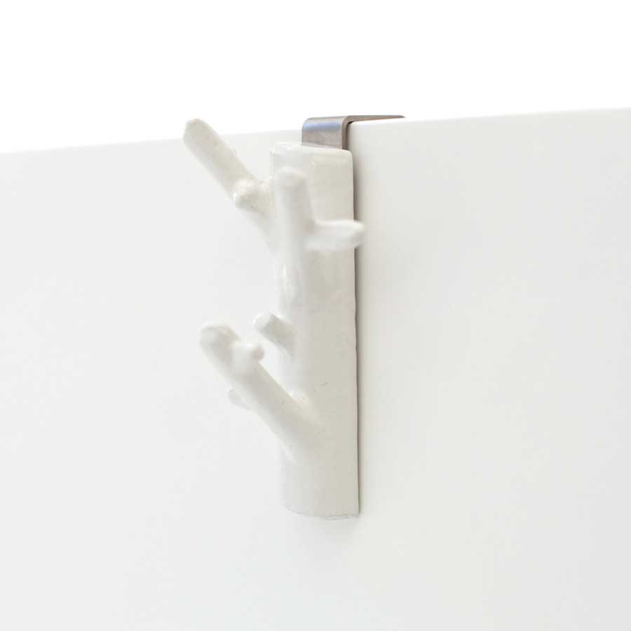 Branch Hanger Cabinet hook Mini - White. 5,5x9x4 cm. Cast iron - 1