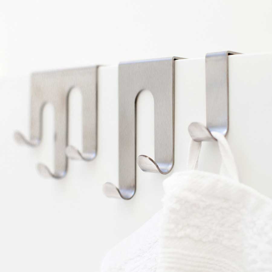 Single J hook over cabinet door, 2 pcs. Cabinet Hooks. Brushed. 1,6x5,1x2 cm. Brushed stainless steel - 2
