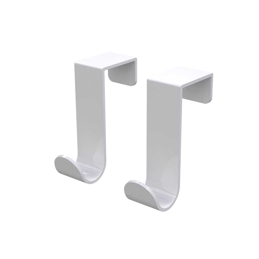 Single J hook over cabinet door, 2 pcs. Cabinet Hooks - White. 1,6x5,1x2 cm. Lacquered steel - 1
