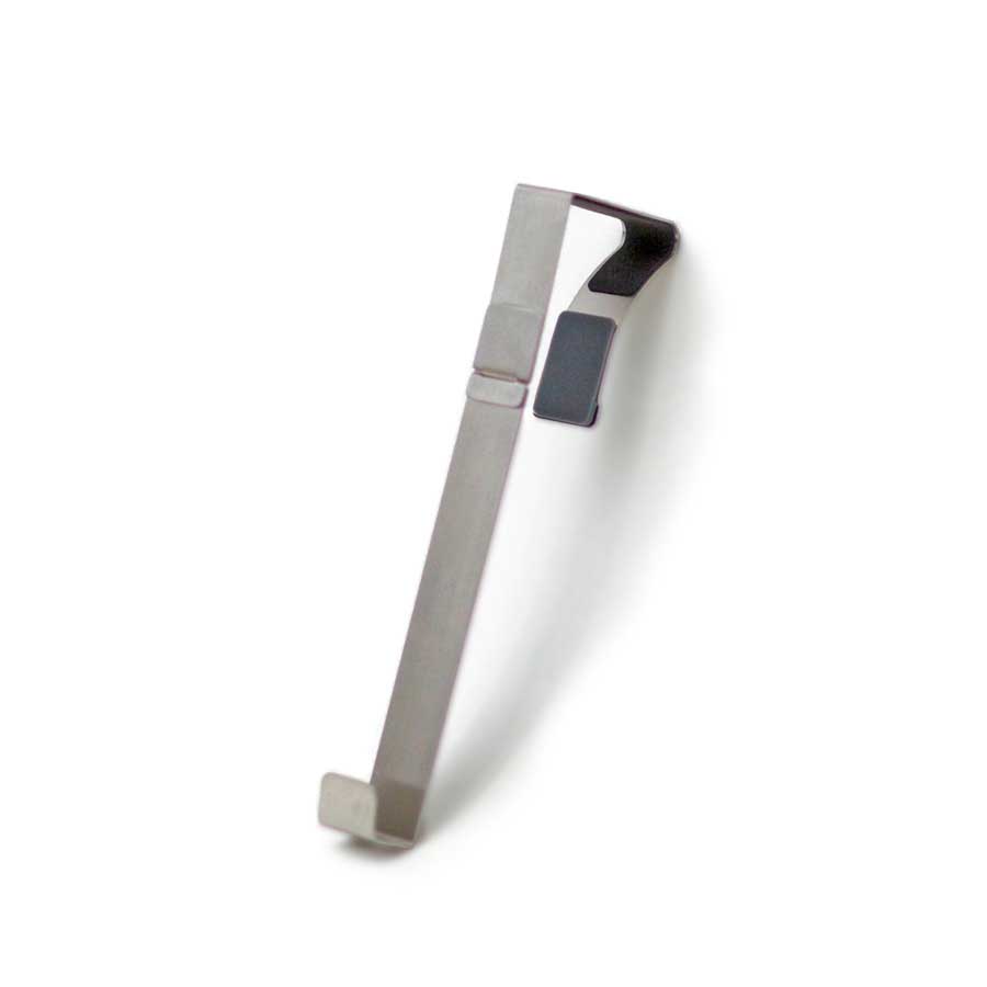 Over door hanger, single hook. Smart hooks. - Brushed/ Grey. 2,4x6,3x22 cm. Brushed stainless steel, silicone