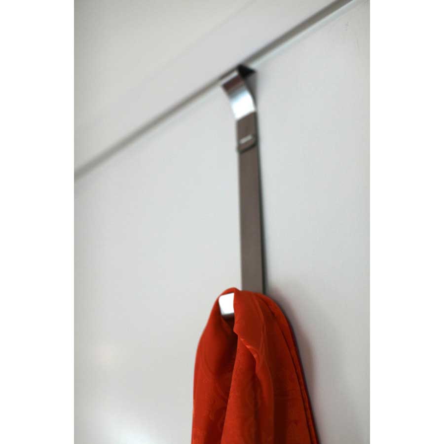 Over door hanger, single hook. Smart hooks. - Brushed/ Grey. 2,4x6,3x22 cm. Brushed stainless steel, silicone - 1