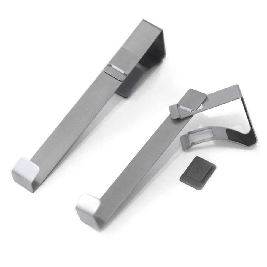 Over door hanger, single hook. Smart hooks. - Brushed/ Grey. 2,4x6,3x22 cm. Brushed stainless steel, silicone - 2