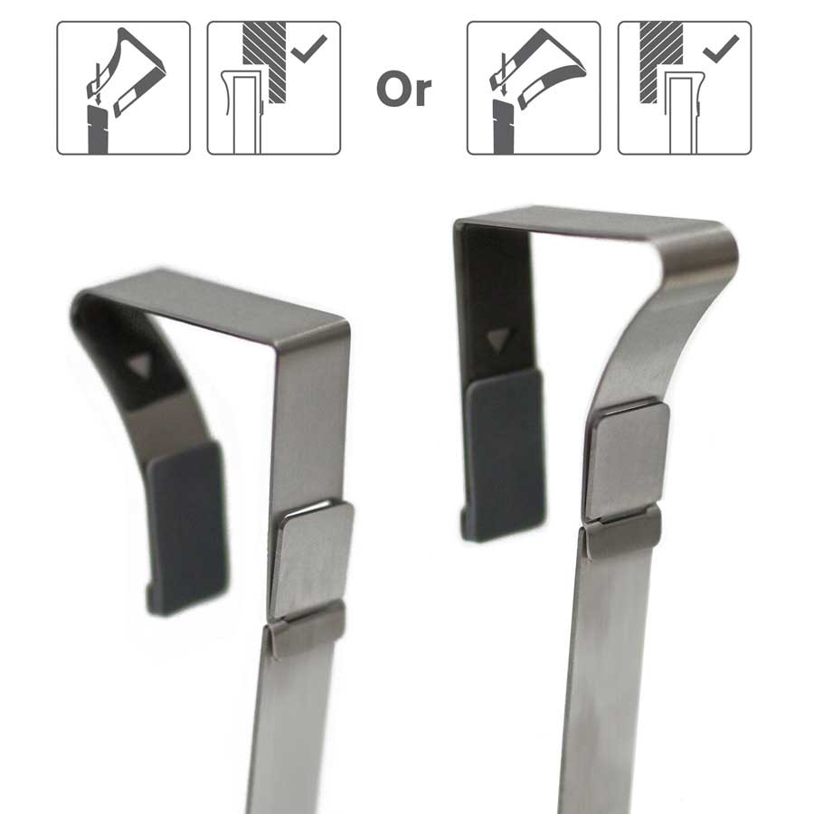 Over door hanger, single hook. Smart hooks. - Brushed/ Grey. 2,4x6,3x22 cm. Brushed stainless steel, silicone - 3