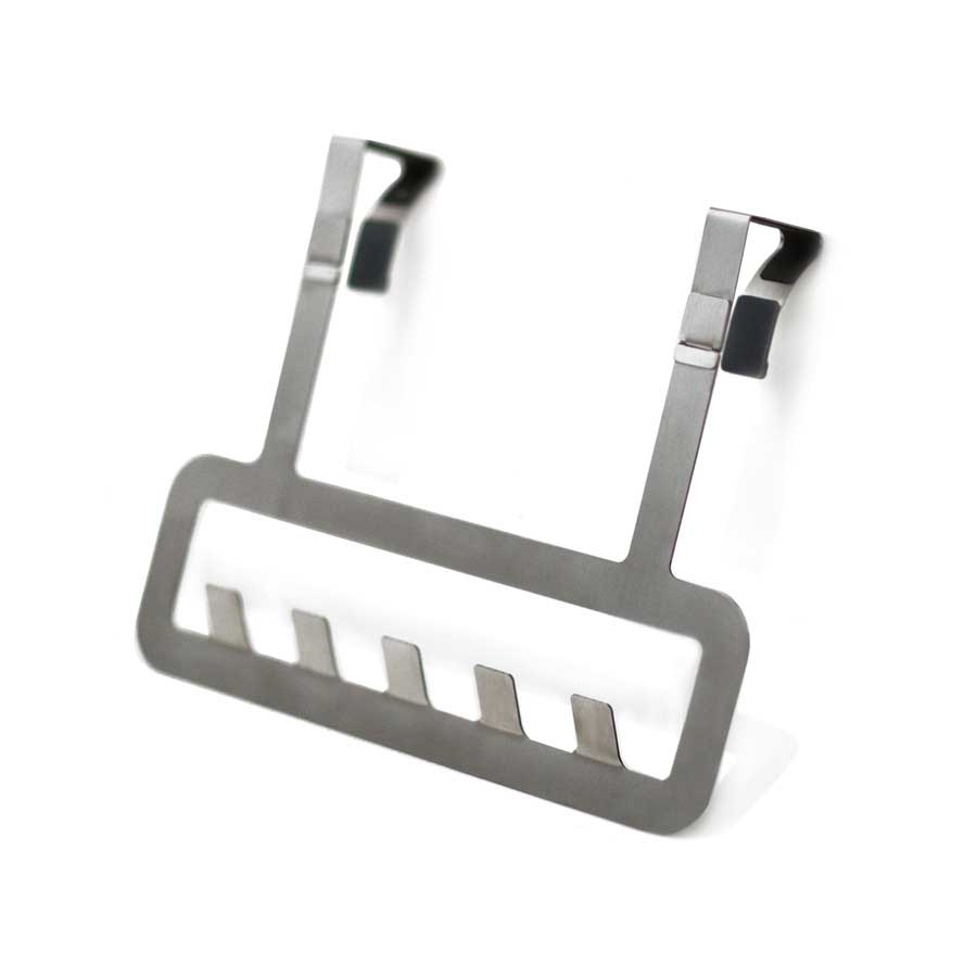 Over door hanger, 5 hooks. Smart hooks. - Brushed/Grey. 36,8x6,3x28,4 cm. Brushed stainless steel, silicone