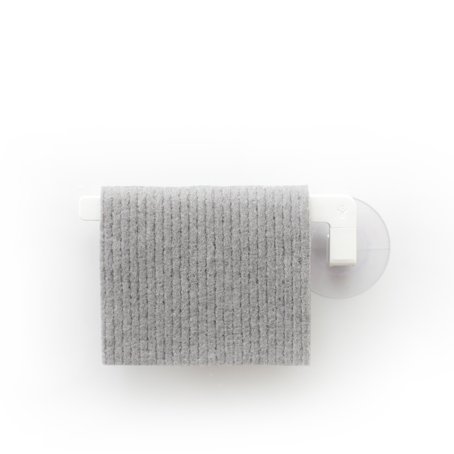 Suction Dishcloth Hanger. Suction Cup Fastener - White. 17,8x6,3x2,2 cm. Plastic - 8