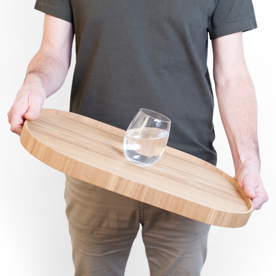 Serving Tray Anti-Slip CurveLine. Large - Willow wood / 43x33x6,5 cm. (Fraxinus mandschurica), - 4