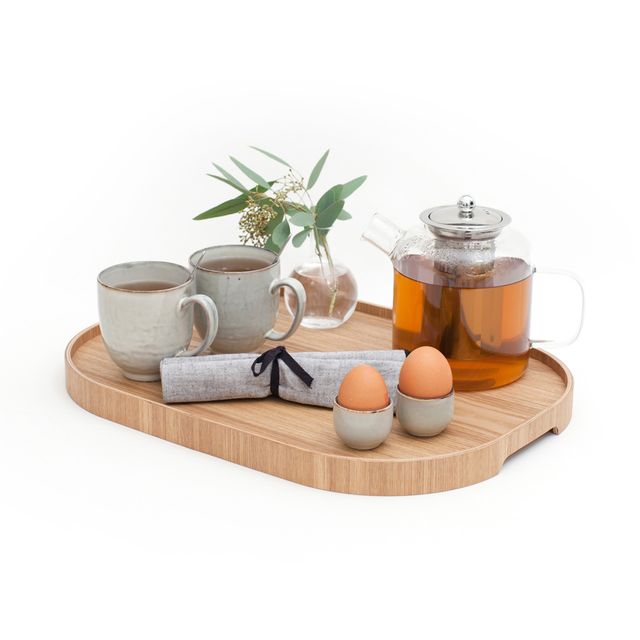 Serving Tray Anti-Slip CurveLine. Large Willow wood Non-slip surface