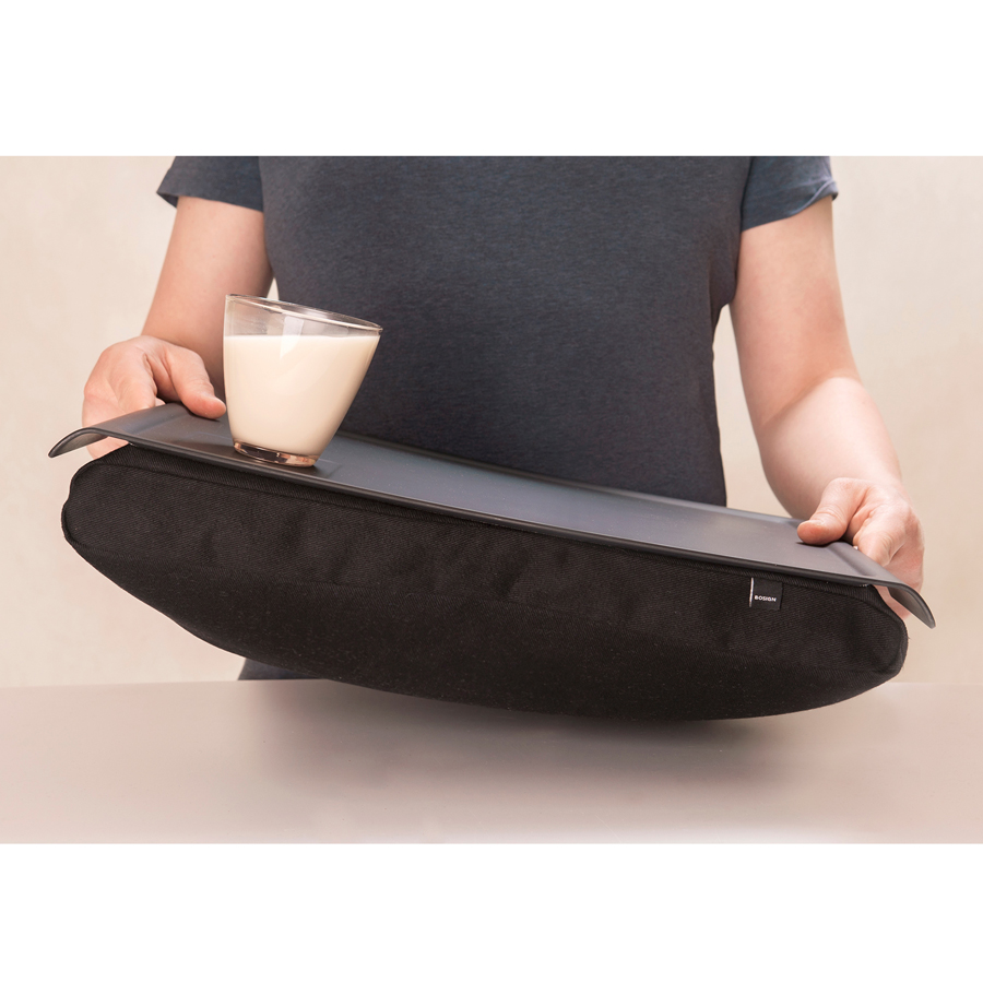 Laptray, Anti-Slip - Black/Black cushion. 46x38x6,5 cm. Plastic, cotton - 1