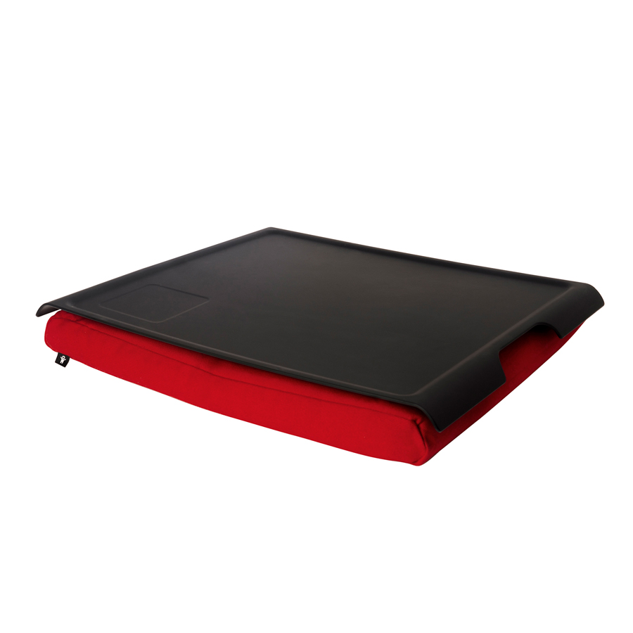 Laptray, Anti-Slip - Black/Red cushion. 46x38x6,5 cm. Plastic, cotton