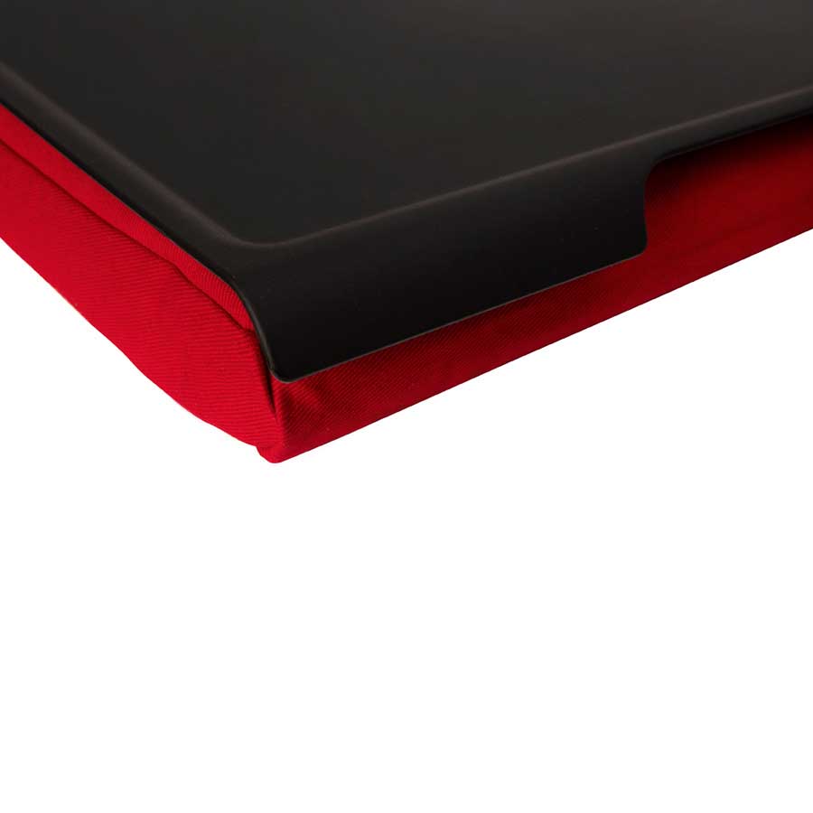Laptray Anti-Slip Black tray. Red cushion. Matte non-slip surface