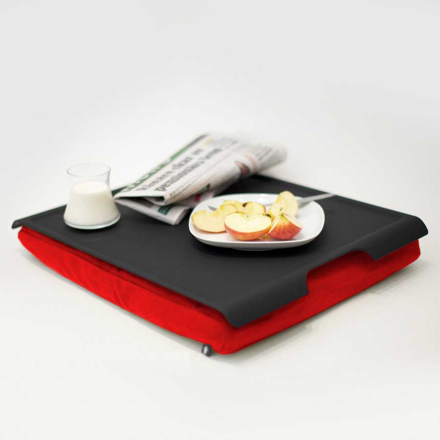 Laptray, Anti-Slip - Black/Red cushion. 46x38x6,5 cm. Plastic, cotton - 8