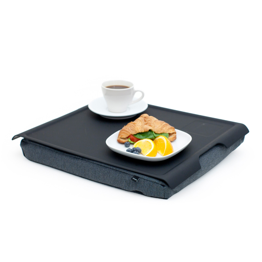 Laptray Anti-Slip. Large
Matte Black tray
Salt &amp; Pepper Gray cushion. Non-slip surface 