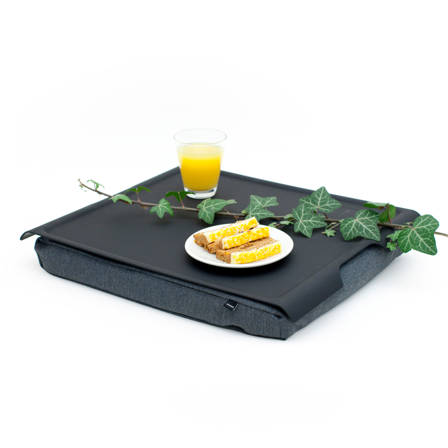 Laptray Anti-Slip. Large
Matte Black tray
Salt &amp; Pepper Gray cushion. Non-slip surface 