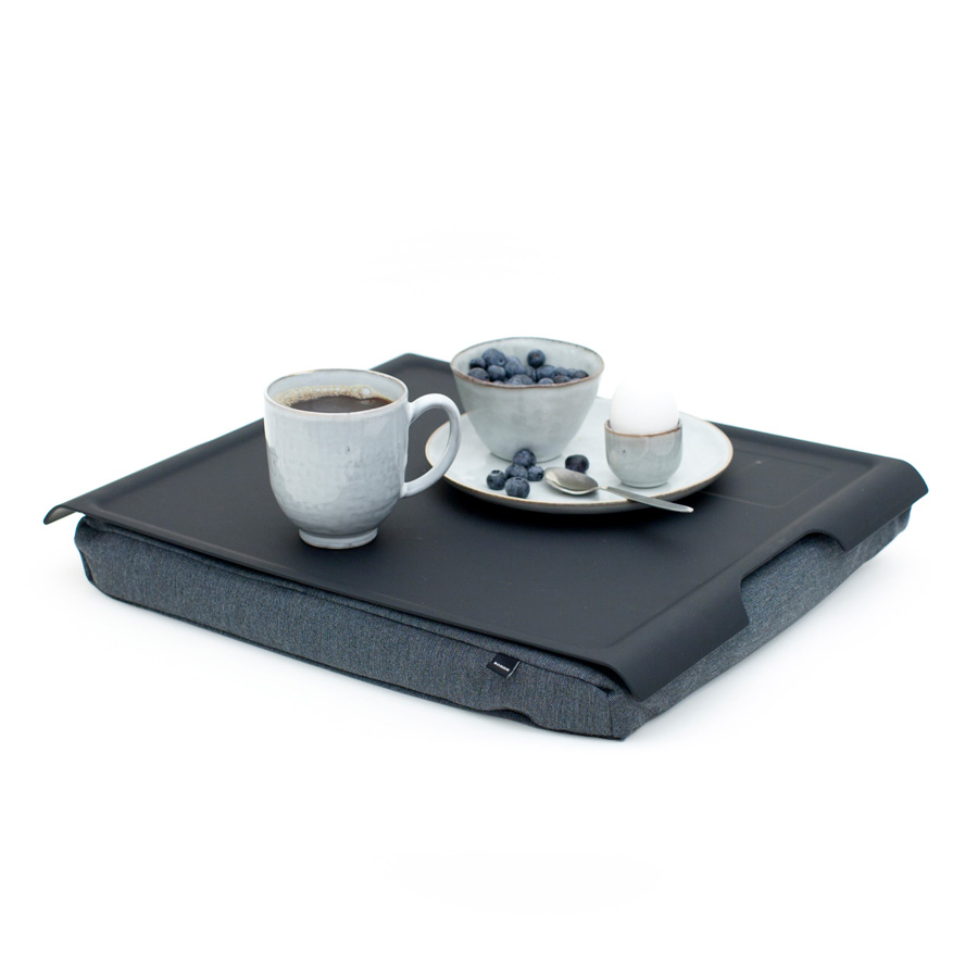 Laptray Anti-Slip. Large - Black/Salt & Pepper Gray cushion. 46x38x6,5 cm. Plastic, Cotton mix - 8