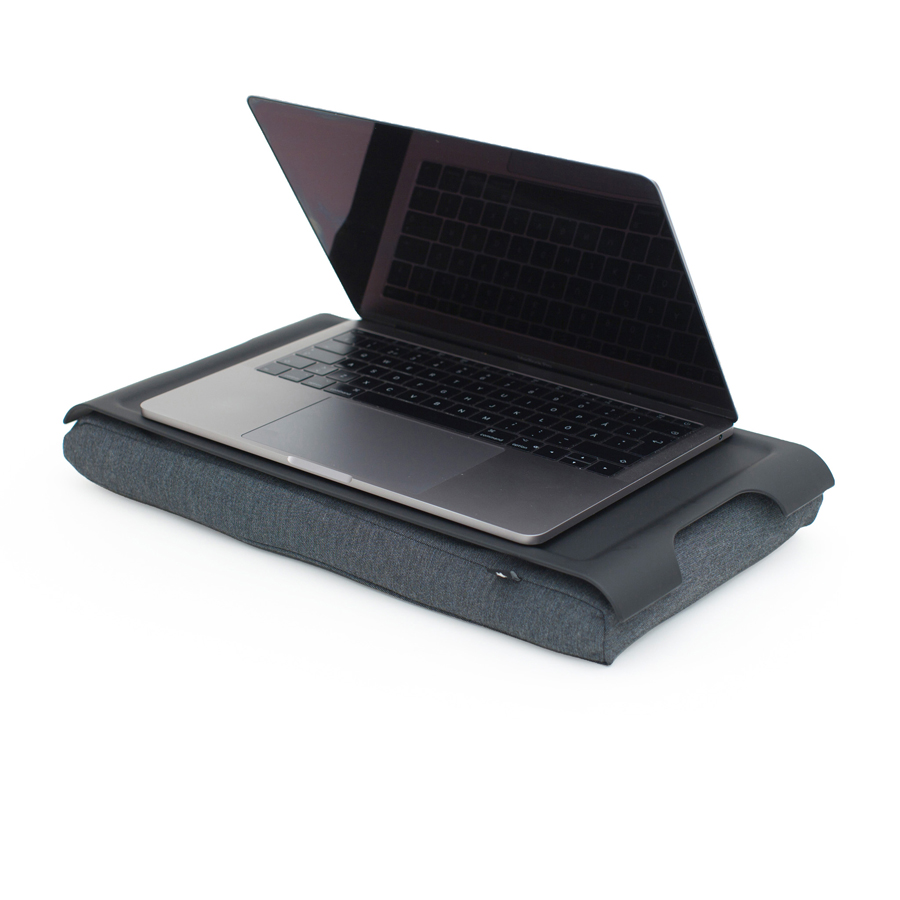 Mini Laptray Anti-Slip - Black/Salt & Pepper Gray cushion. 46x23x6,5 cm. Plastic, cotton - 1