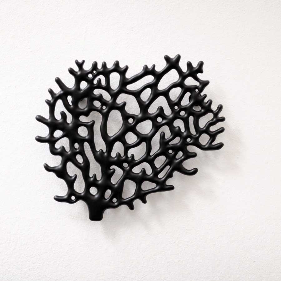 Wall mount Coral Jewelry Organizer Matte black. Lacquered cast zinc