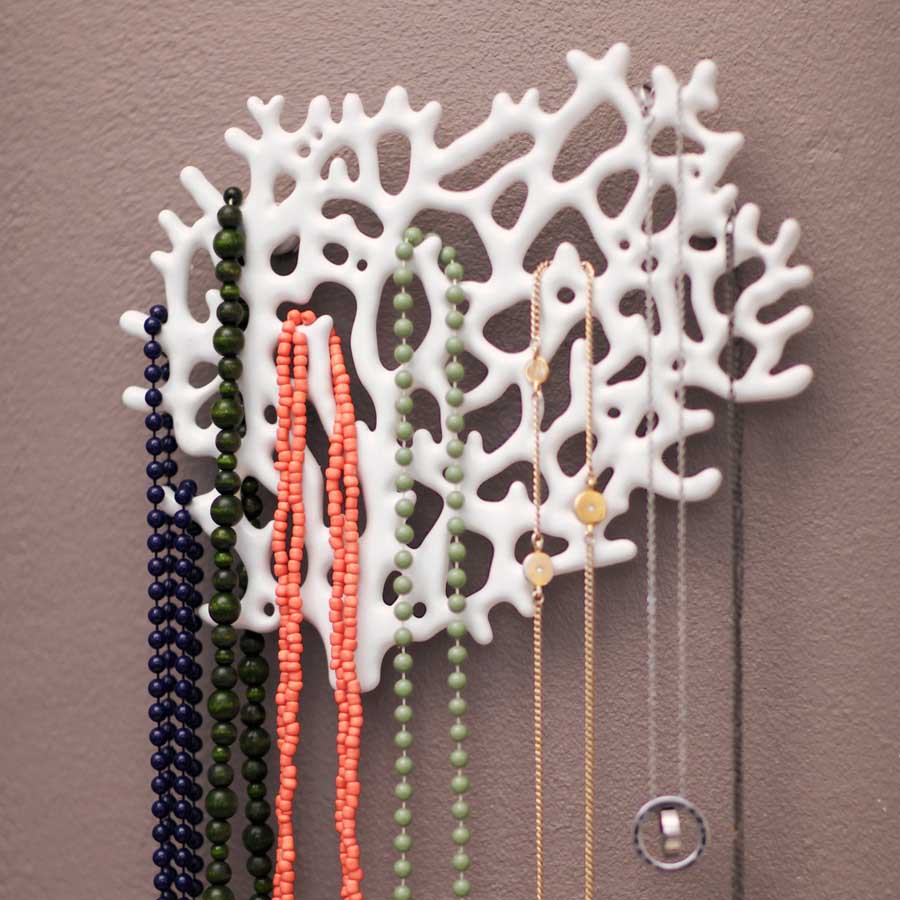 Wall mount Coral Jewelry Organizer
Matte black. Lacquered cast zinc