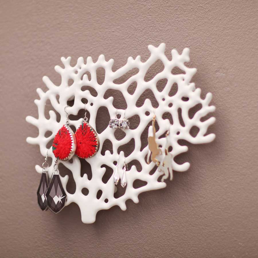 Wall mount Coral Jewelry Organizer
White. Lacquered cast zinc