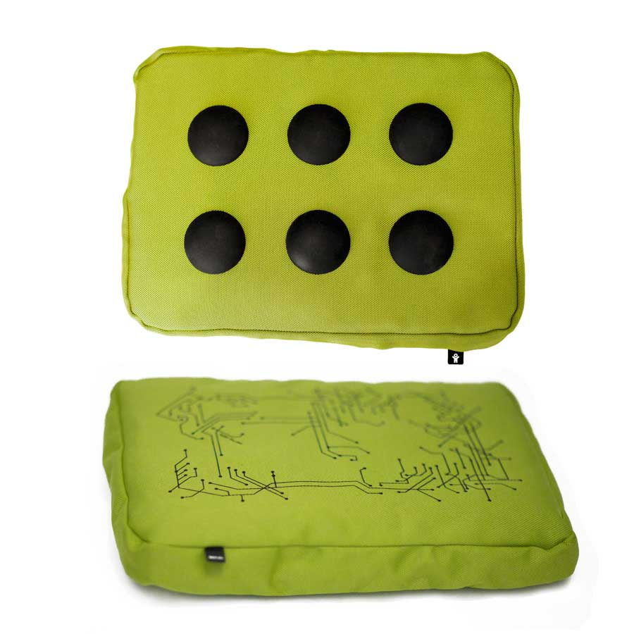 Surfpillow HiTech for laptop - Lime green/Black. 37x27x6 cm. Polyester, silicone - 1