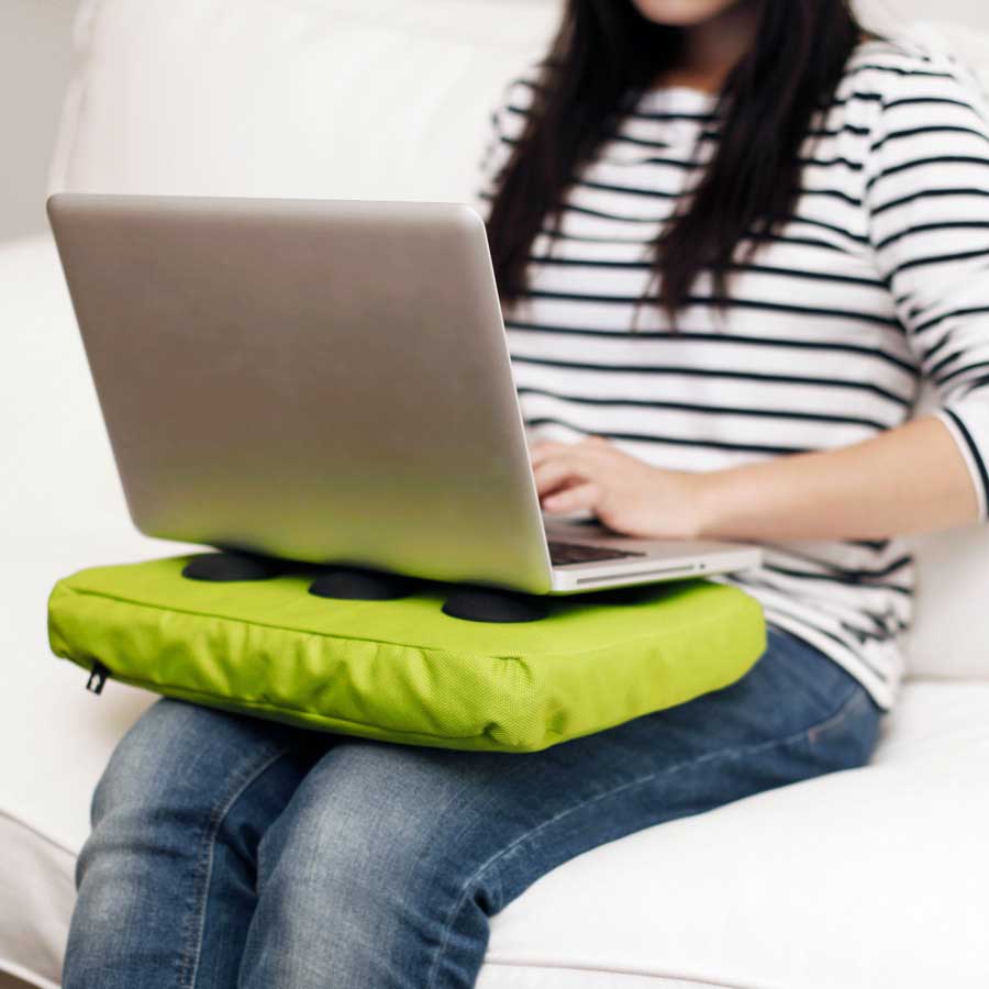 Surfpillow HiTech for laptop - Lime green/Black. 37x27x6 cm. Polyester, silicone - 3