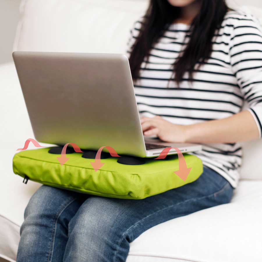 Surfpillow HiTech for laptop - Lime green/Black. 37x27x6 cm. Polyester, silicone - 6