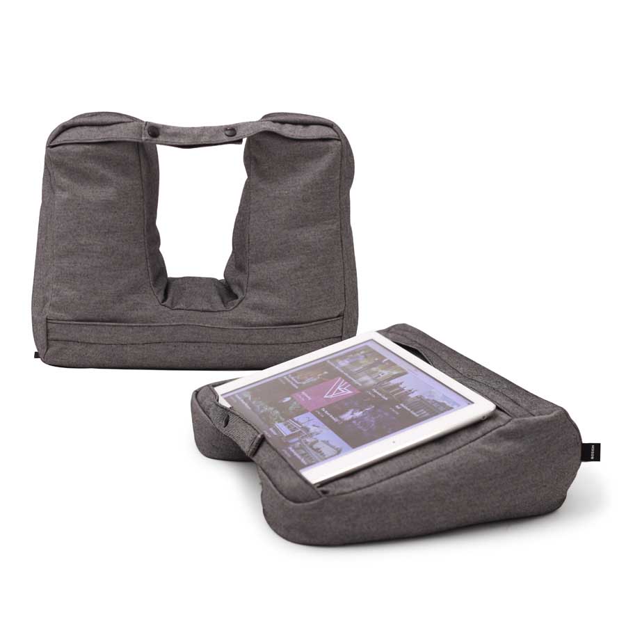 Tablet & Travel Pillow, 2-in-1 - Salt & Pepper Gray. 25x28x9 cm. 