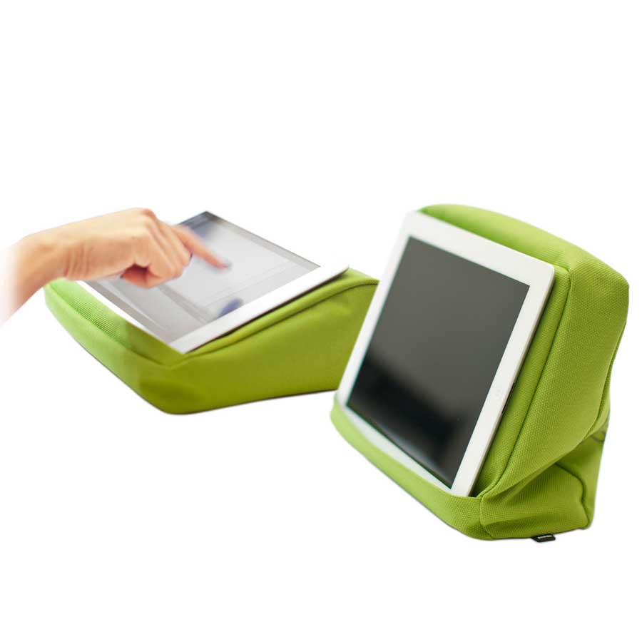 Tabletpillow Hitech 2 with inner pockets for iPad/tablet PC - Lime Green/Black. 27x9,5x22 cm. Polyester, silicone - 4