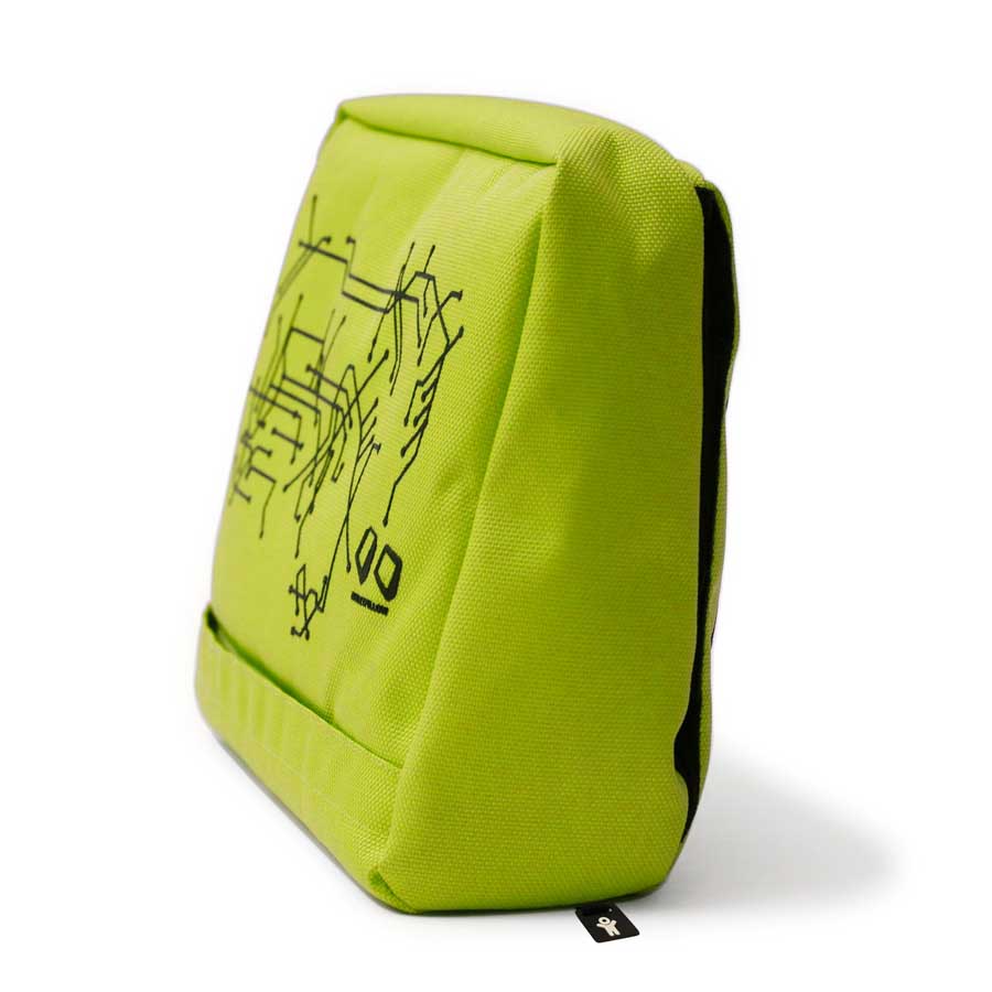 Tabletpillow Hitech 2 with inner pockets for iPad/tablet PC - Lime Green/Black. 27x9,5x22 cm. Polyester, silicone - 5