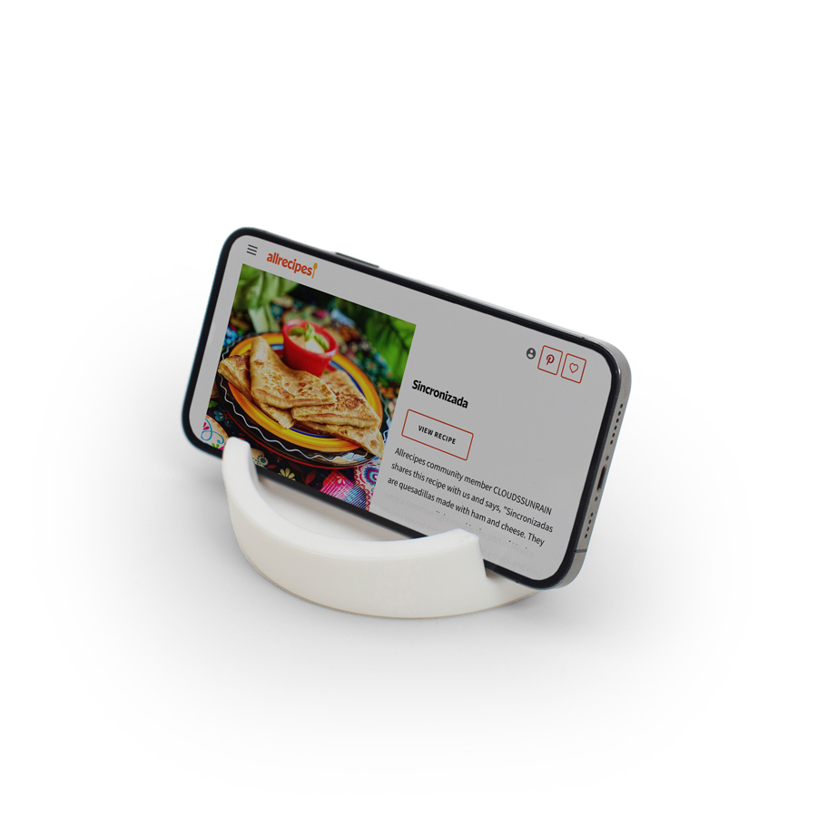 Kitchen Tablet Stand. Cookbook stand for iPad/tablet PC - White. ø11,4 cm, 4,5 cm high. Silicone - 6