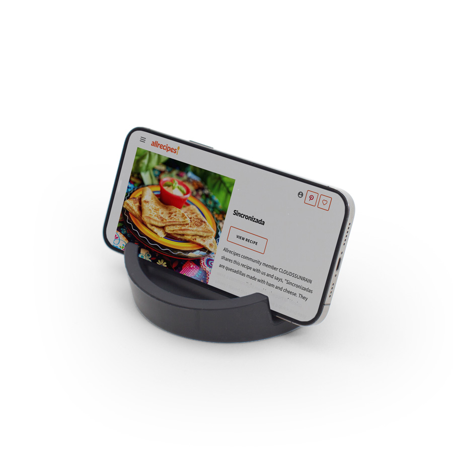 Kitchen Tablet Stand. Cookbook stand for iPad/tablet PC - Black. ø11,4 cm, 4,5 cm high. Silicone - 5