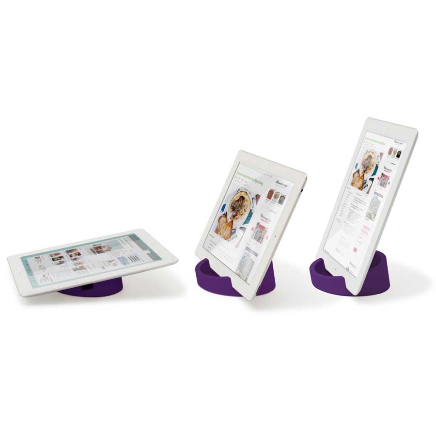 Kitchen Tablet Stand. Cookbook stand for iPad/tablet PC - Purple. ø11,4 cm, 4,5 cm high. Silicone - 1