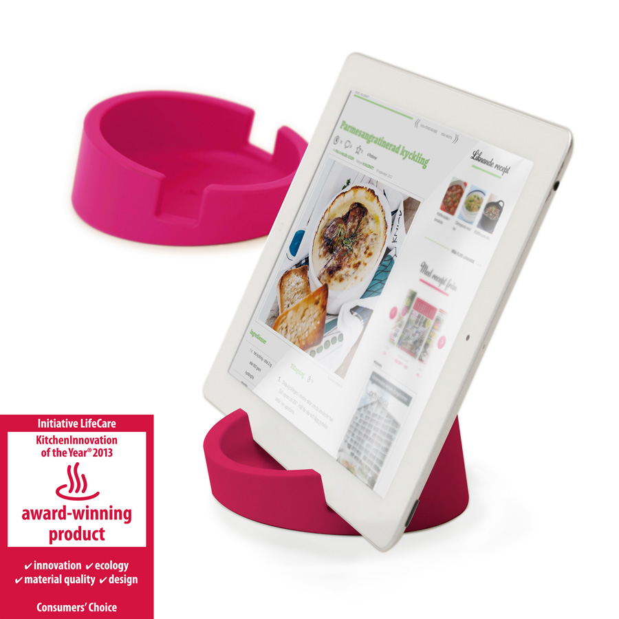 Kitchen Tablet Stand Cookbook stand for iPad/tablet PC Pink. Silicone