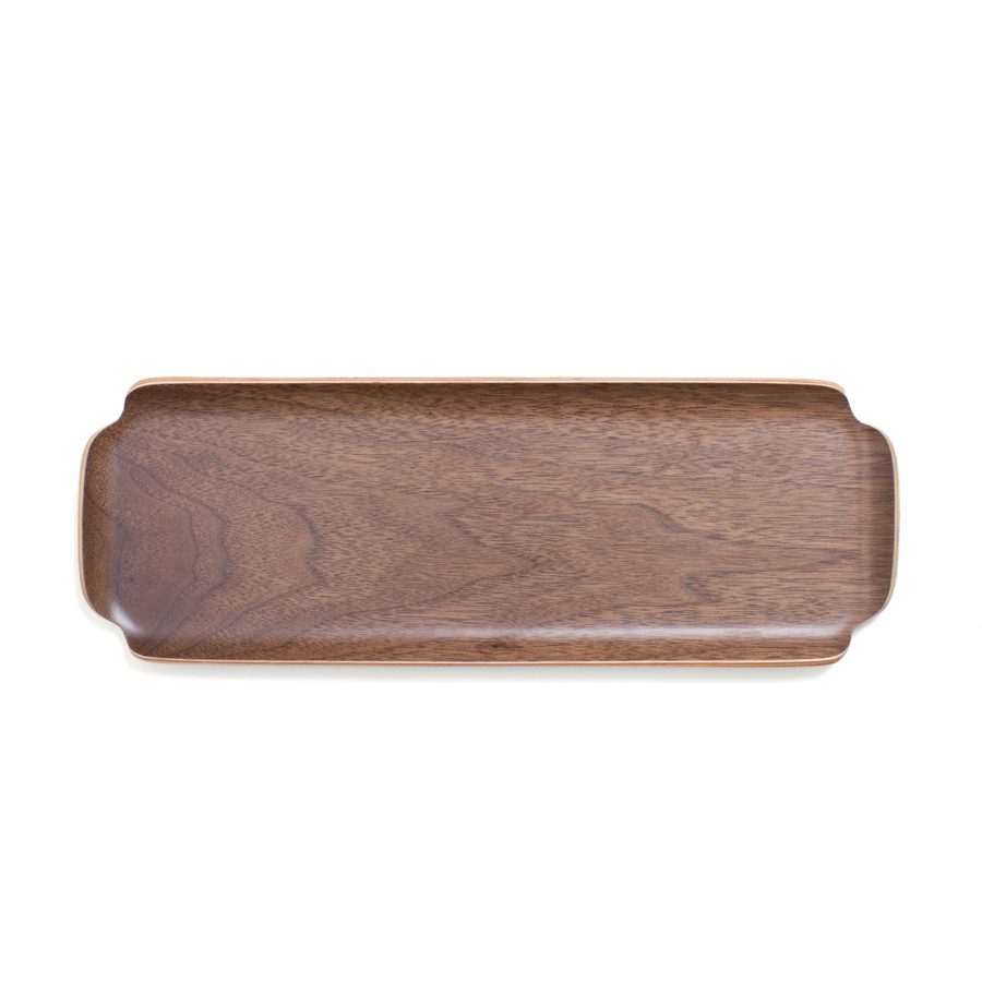 Water And Oil Resistant Wood Vanity Organiser for Bathroom. Walnut Wood Tray LEAF. Satin matt finish