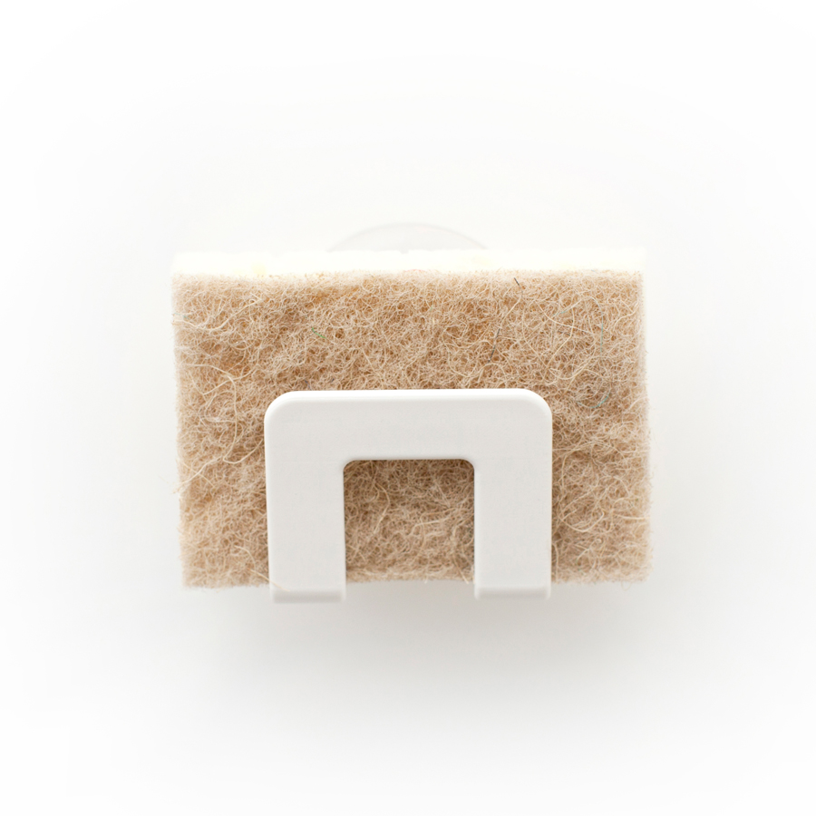 Suction Sponge Holder. Suction Cup Fastener - White. 6x5x8 cm. Plastic (PP)