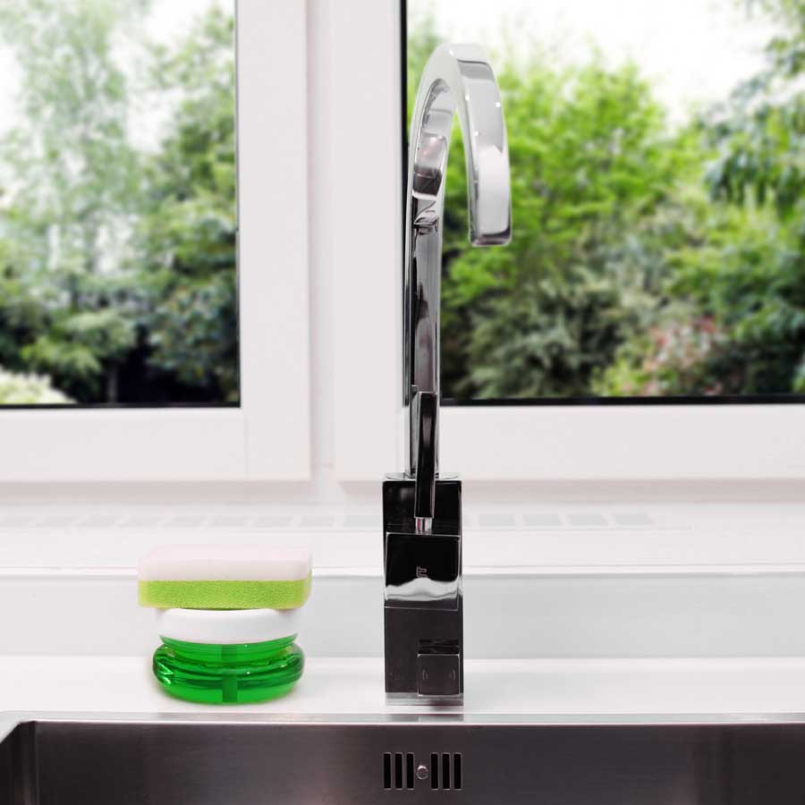 Sustainable Dish Soap Dispenser Do-Dish™ - White/Clear. 10x10x6 cm. PET, plastic - 8