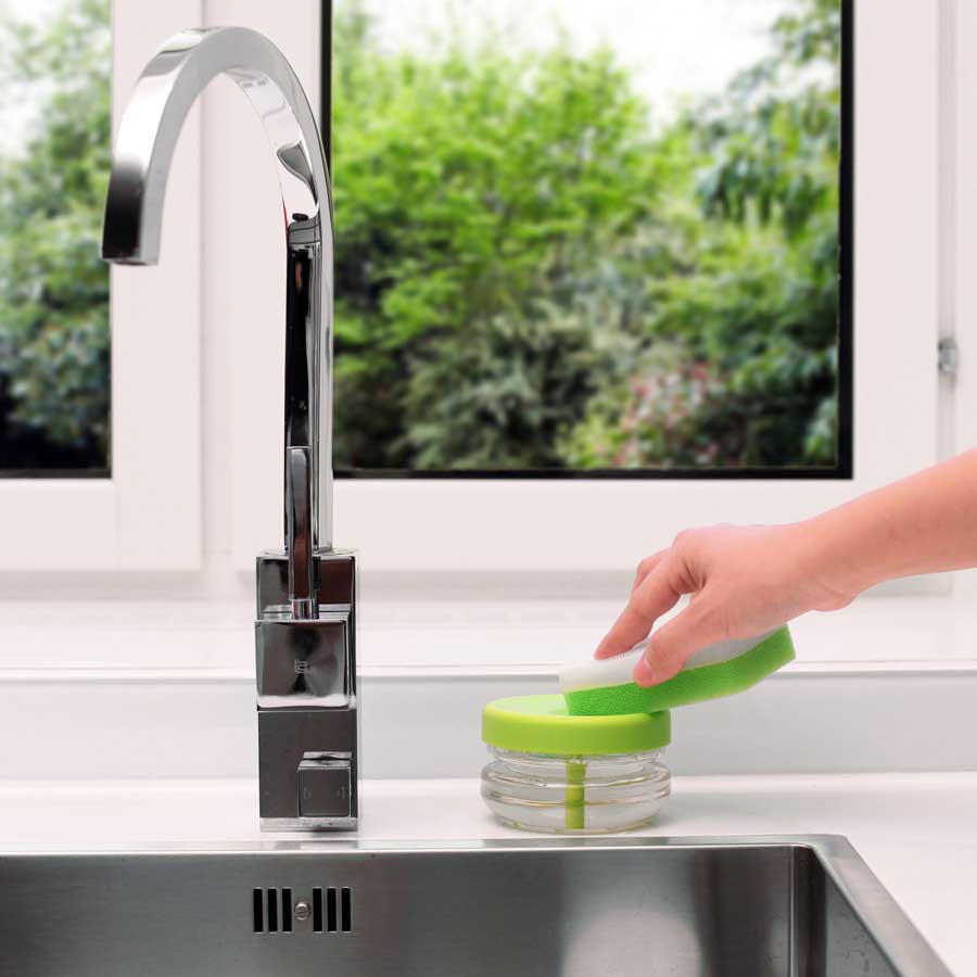 Sustainable Dish Soap Dispenser Do-Dish™ - Lime Green/Clear. 10x10x6 cm. PET, plastic - 2