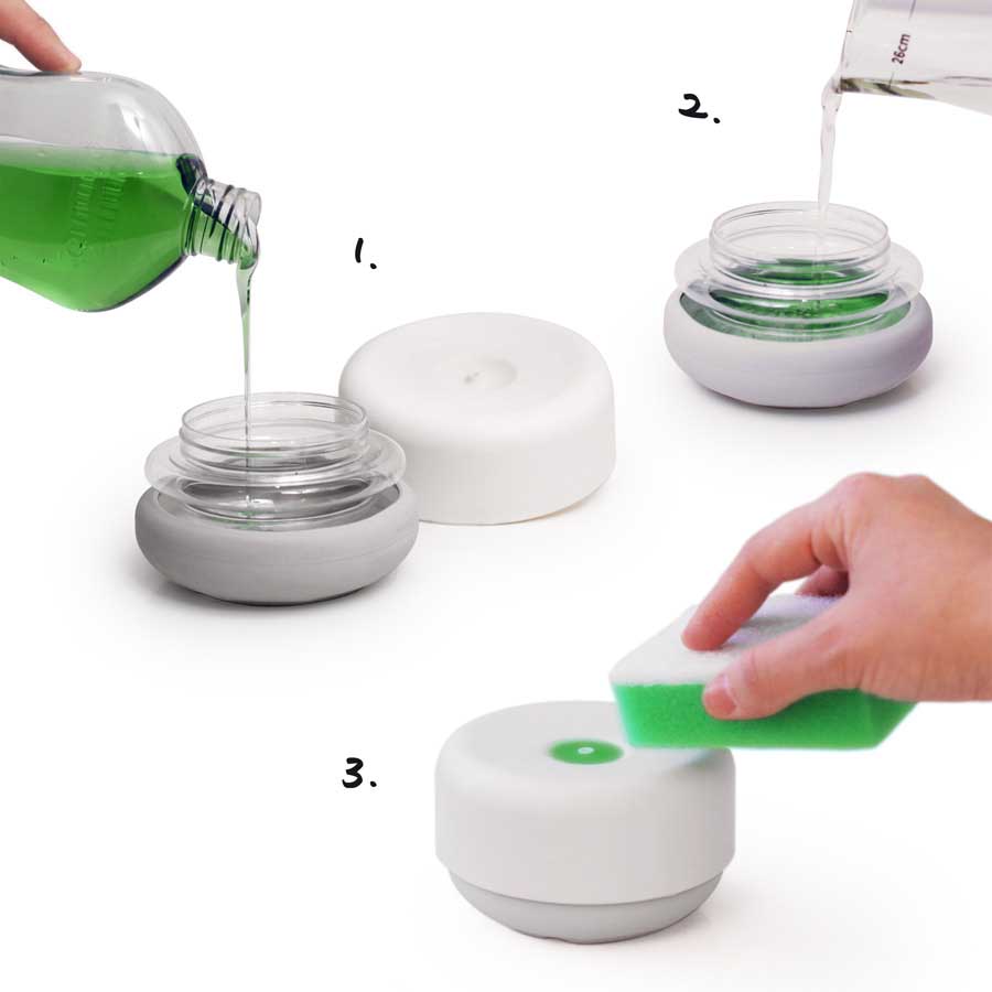 Dish Soap Dispenser Do-Dish™ - Gray/Light Gray. ø11x6,5 cm. PET, plastic, silicone - 2