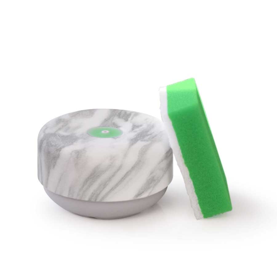 Sustainable Dish Soap Dispenser Do-Dish™ - Marble decor / Light Gray. ø11x6,5 cm. PET, plastic, silicone