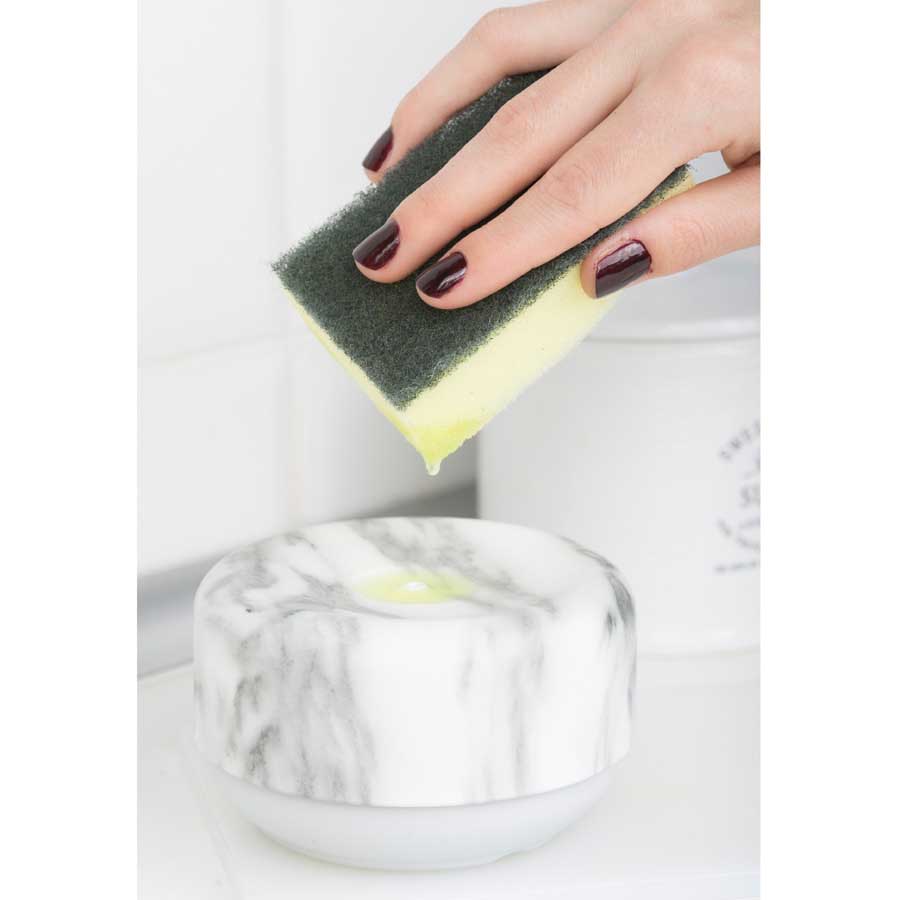 Sustainable Dish Soap Dispenser Do-Dish™ - Marble decor / Light Gray. ø11x6,5 cm. PET, plastic, silicone - 5